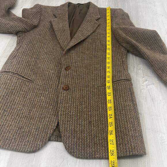 Vintage Woolmark Pura Lana Vergine Brown Tweed 2 Button Pockets Blazer - Picture 11 of 11